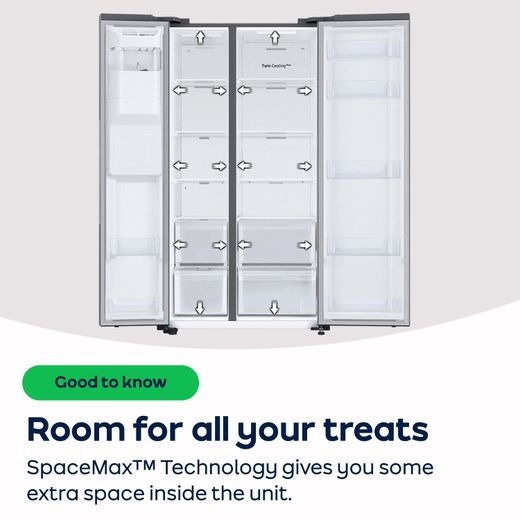 Samsung Series 6 American Fridge Freezer - Gentle Silver Matt - AO Annotation - SpaceMax™ technology